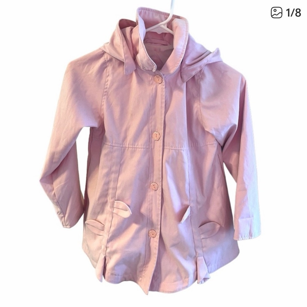 London fog girls pink hooded rain coat jacket size 6